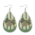 St. Patrick's Tag Kleeblatt Ohrringe Gruene PU Leder Geometrische Ohrhaenge Schmuck - Gestreiftes Kleeblatt Patchwork (Leder 6)