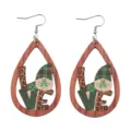 St. Patrick's Tag Kleeblatt Gnomen Holz Tropfen Ohrringe, grüne festliche Damenschmuck Geschenke - LOVE Buchstabe Zwerg (Holz 13)