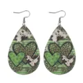 St. Patrick's Tag grüne Kleeblatt Ohrringe tropfenförmig PU Leder geometrischer Schmuck - Leder Textur Träne (Leder 13)