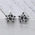 Süße Kuhmuster Holz Stern Ohrringe für Damen, stilvoller schwarz-weißer geometrischer Schmuck. - Kuhmuster Stern Stil (Artikel 362)
