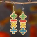 Boucles d'oreilles en bois de symboles mathématiques avec des visages souriants drôles. - Symboles Mathématiques Visage Souriant