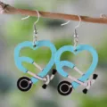 Boucles d'oreilles en bois cœur stéthoscope, joli cadeau infirmière pour femmes et filles. - Pack de 1 paire / Bleu