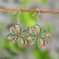 San Patricio Dia Madera Cuatro Hojas Trébol Pendientes coloridos pintados joyería festiva - Estilo 1 (4294)