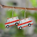Cute ambulance shape acrylic dangling earrings for women, fun medical themed drop jewelry. - Ambulance (4508)