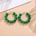 Pendientes de aro con cuentas verde caramelo para mujer, joyería Y2K exagerada. - Verde