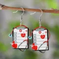 Medical stethoscope clipboard acrylic dangle earrings nurse day cute novelty jewelry gift - Clipboard Stethoscope (4511)