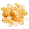 Abalorios redondos planos de acrilico transparente amarillo para fabricacion de joyas DIY. - Disco / Paquete de 30 / Café Beige Translúcido
