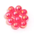 Détail de perles rondes en acrylique irisé rose 16mm, accessoires DIY brillants et chic. - Lot de 10 / Rose rouge