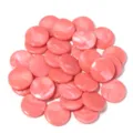 Cuentas redondas planas de acrílico rosa para accesorios de fabricación de joyas DIY hechas. - Disco / Paquete de 30 / Rosa Sólido y Blanco