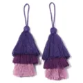 Purpurfarbener dreilagiger Quastenanhänger mit Farbverlauf für traditionelles Hanfu Kostüm - Dreilagige Quasten / Gesamtlänge ca. 16cm / Farbverlauf Lila
