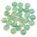 Close-up detail of iridescent green rose acrylic beads for DIY handmade jewelry and bracelets. - Rose Style / 50 Pieces/Pack / Green