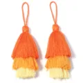Mehrstufige, farbverlaufende Quasten-Anhänger, leuchtend orange und gelbe Deko-Ornamente für Hanfu. - Dreilagige Quasten / Gesamtlänge ca. 16cm / Verlauf Orange