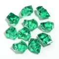 Green acrylic ice stone detail view, transparent crystal craft DIY accessory close up. - 50 Pieces/Pack / Dark Green