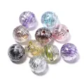 16mm trasparenti perline tonde in acrilico con strisce argentate diy braccialetti fatti a mano gioielli - Diametro circa 16 mm, foro circa 2,3 mm / colori misti casuali