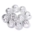 16mm perle sfuse in acrilico argentato trasparente palla di filo rigato per fai da te - Diametro circa 16 mm, foro circa 2,3 mm / Bianco