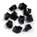 Detail view of black irregular acrylic ice stones, perfect for DIY jewelry and crafts. - 50 Pieces/Pack / Black