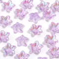 Acrylic transparent AB iridescent five petal flower loose beads for DIY handmade jewelry bracelets - Five-Petal Flower / 50 Pieces/Pack / Purple