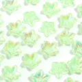 Detailed view of translucent green AB color five petal star acrylic beads for DIY jewelry making. - Five-Petal Flower / 50 Pieces/Pack / Green