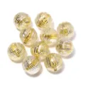 16mm perle sfuse in acrilico trasparente argentato con motivo a filato per bracciali - Diametro circa 16 mm, foro circa 2,3 mm / Giallo