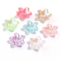 Colorful AB transparent acrylic flower loose beads for DIY handmade bracelet jewelry accessories - Five-Petal Flower / 50 Pieces/Pack / Random Mixed Colors