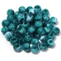 Green swirled acrylic round beads with large hole, DIY handmade jewelry making spacer beads. - Peacock Blue Round Beads / 50Pcs/Bag
