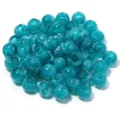 Teal acrylic swirled round beads, large hole loose beads for handmade DIY jewelry crafting. - Light Peacock Blue Round Beads / 50Pcs/Bag