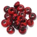 Acrylic marbled large hole loose beads red DIY jewelry making crafting accessories bracelet supplies - Red and Black Abacus Beads / 50Pcs/Bag