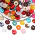 Colorful acrylic marble beads large hole donut loose beads for DIY jewelry making supply - Random Mixed Color Rondelle Beads 2 / 50Pcs/Bag