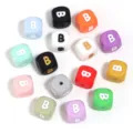 Perles carrees en silicone colorees avec lettres pour fabrication de bijoux et tetines. - Lettre B / Taille Extérieure 12mm Trou 2.5mm