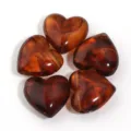 Acrylic heart loose beads with horizontal hole for DIY bracelet necklace jewelry making - Amber