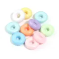 Perles d'espacement Donut Acrylique 14mm Multicolore Rond Plat Grand Trou DIY Bijoux - Mélange de couleurs claires nacrées