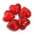 Perline di cuore in acrilico rosso modello pietra di marmo accessori per gioielli fai da te - Rosso Brillante
