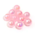 16mm pink iridescent acrylic round beads for DIY jewelry making and handmade craft pens. - 10 Pieces Pack / Pink