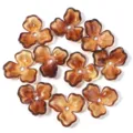 Vintage acrylic flower beads, brown marbled DIY jewelry making craft accessories flower caps. - Three-Petal Flower Transparent Coffee