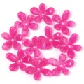 Hot pink acrylic flower beads, marbled 5-petal spacer charms for DIY jewelry making crafts. - Five-Petal Flower Fuchsia