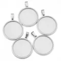 Stainless steel round blank pendant trays bezel settings for DIY jewelry making craft. - Round (Inner 18mm) / Steel