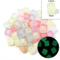 Colorful acrylic mermaid glow square beads with glitter for DIY jewelry making and crafts. - 9mm Square Beads