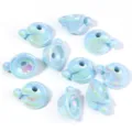 Acrylic electroplated Christmas hat beads, light blue pearl loose beads for DIY jewelry making. - Blue