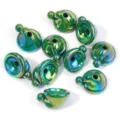 Colorful acrylic Santa hat beads for DIY jewelry making, iridescent rainbow loose beads accessories. - Green