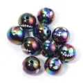 Perline tonde placcate UV arcobaleno di Halloween per la creazione di gioielli fai da te. - Perle rotonde a teschio nere