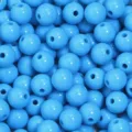 Bulk acrylic round beads light blue solid color loose beads for DIY jewelry making accessories - 6mm/Pack / Blue