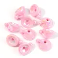 Perles en acrylique chapeau de Noël iridescent rose pour accessoires de bijoux - Rose