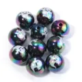 Perline tonde galvanizzate arcobaleno fantasma di Halloween per la creazione di gioielli fai da te - Perle rotonde a fantasma nere
