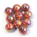 Perline rotonde con ragnatela di Halloween placcate UV colorate per creazione di gioielli fai da te - Perle rotonde a ragnatela arancioni