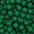 Bulk green acrylic round beads for DIY jewelry making, smooth glossy crafting loose beads. - Dark Green