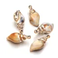 Beige acrylic gold-rimmed seashell charms for DIY handmade bracelets, necklaces and jewelry. - 5 Pieces/Pack (Outer Diameter Approx 22X44mm)