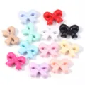 Acrylic bow loose beads, colorful DIY craft charms for bracelet, phone strap and keychain. - Random Mixed Colors / 10 Pcs/Bag (Approx. 23.5x31mm, Hole Diameter Approx. 2.9mm)