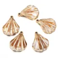 Beige acrylic gold-plated shell DIY jewelry pendants for necklace bracelet making accessories - Medium Scallop With Hanging Loop (T9688) / 10 Pieces/Pack (Outer Diameter Approx 30X38mm)