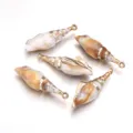 Beige acrylic gold plated conch shell pendant charm for DIY jewelry making accessories - 5 Pieces/Pack (Outer Diameter Approx 20X58mm)