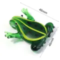 Handmade green glass frog figurine pendant with detailed black spots and clear dimension view. - 1 Piece / Frog